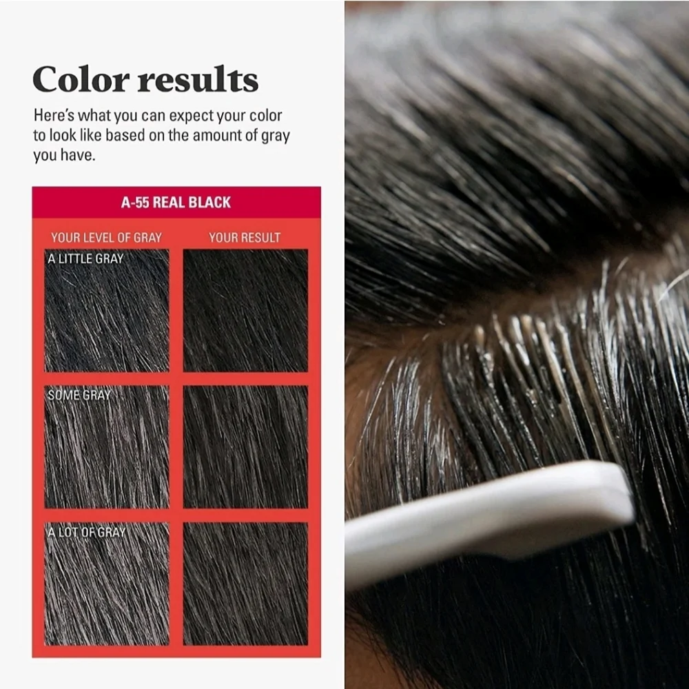 Just For Men Easy Comb-in Color Permanent Hair Dye Gray Coverage Real Black A-55